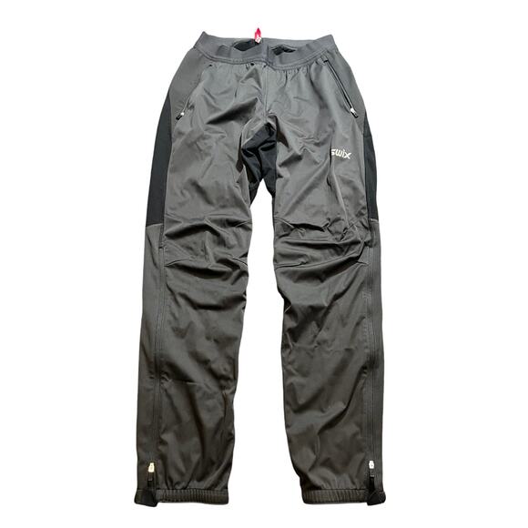 Swix Cross Pants Mens Medium Black Gray Softshell Fleece Performance Country Ski - Picture 1 of 9